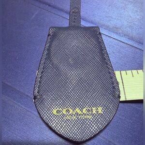 COACH BEECHWOOD BAG CHARM BLUE LEATHER CLOCHETTE KEYRING FOB KEYCHAIN HANG TAG